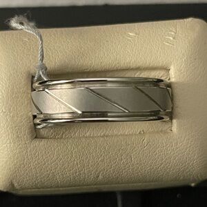 White carbide tungsten wedding band